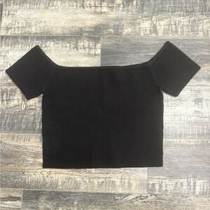 NWT ABOUND Black Off-Shoulder Ribbed Top